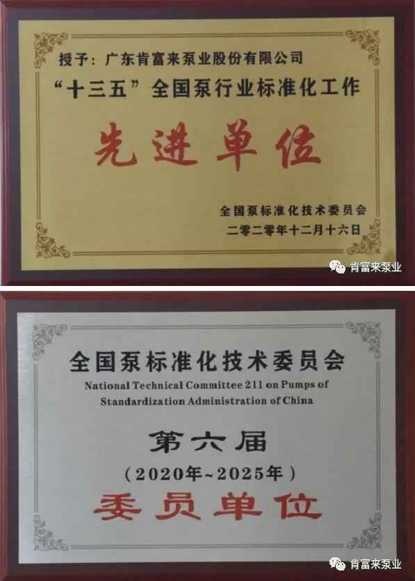 吉林圣安互动学习中心有限公司荣获“十三五”全国泵行业标准化工作先进单位称号